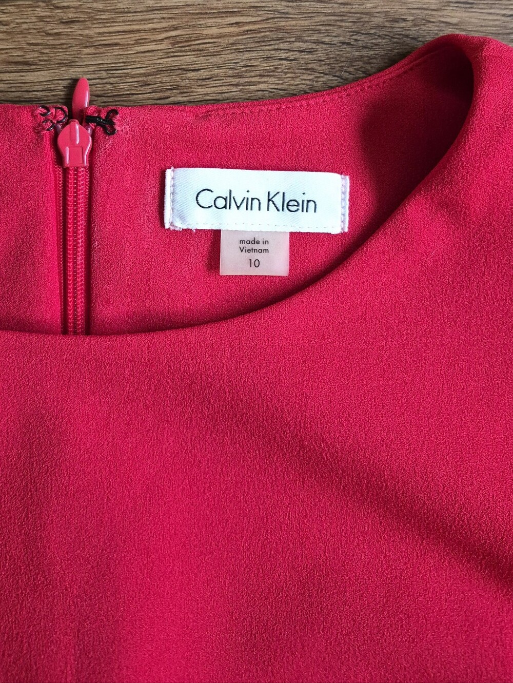 NEW Calvin Klein Sheath Dress Long Bell Sleeve Red Black Stripe Sz 10 - Picture 5 of 7